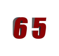 65 logo initial red and shadow