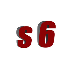 s6 logo initial red and shadow