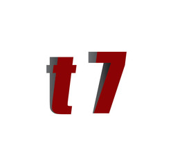 t7 logo initial red and shadow