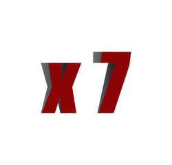 x7 logo initial red and shadow