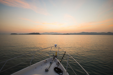 beautiful sunset view from luxury yacht