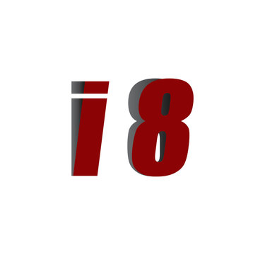 i8 logo initial red and shadow