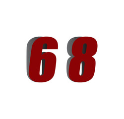 68 logo initial red and shadow