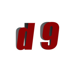d9 logo initial red and shadow