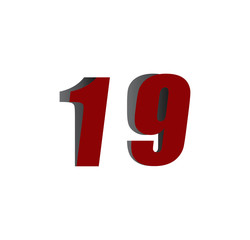 19 logo initial red and shadow