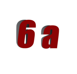 6a logo initial red and shadow