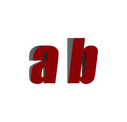 AB logo initial red and shadow