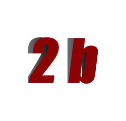 2b logo initial red and shadow