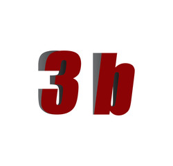 3b logo initial red and shadow