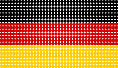 Abstract dotted flag of Germany made from small dots and circles.