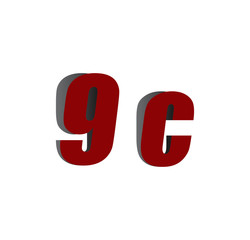 9c logo initial red and shadow