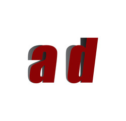 ad logo initial red and shadow