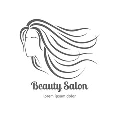Beauty salon icon with girl face silhouette. Vector illustration