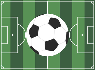 european football field and ball. vector illustration