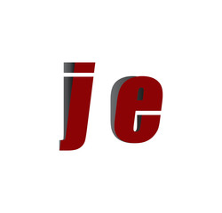 je logo initial red and shadow