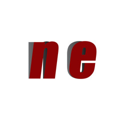 ne logo initial red and shadow