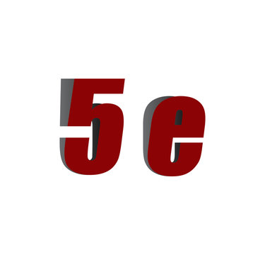 5e logo initial red and shadow