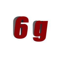 6g logo initial red and shadow