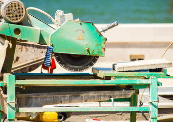 water saw for tiles on a building site