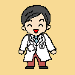 Smiley Doctor in pixel art design