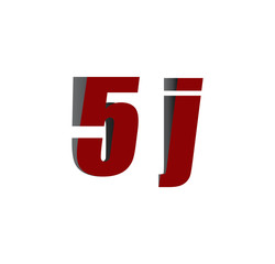5j logo initial red and shadow