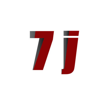 7j logo initial red and shadow