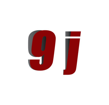 9j logo initial red and shadow