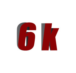 6k logo initial red and shadow