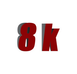 8k logo initial red and shadow