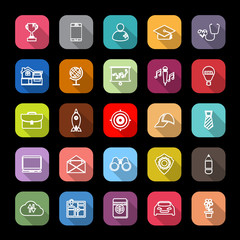 Job description line icons with long shadow