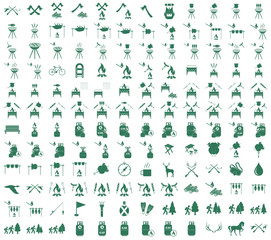 Set of camping equipment icons. Vector illustration
