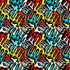 grunge colored graffiti seamless pattern