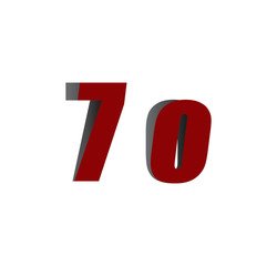 7o logo initial red and shadow