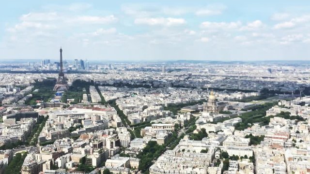 Aerial City Of Paris Panoramic View, 4k. The Montparnasse Tower Panoramic Observation Deck has the most beautiful view of Paris - 4k