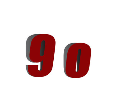 9o logo initial red and shadow
