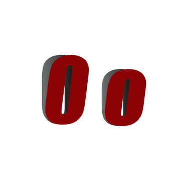 0o logo initial red and shadow