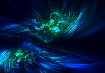 blue green haze feather fractal background. Fractal artwork for creative design.