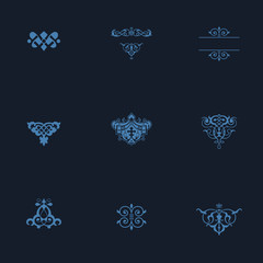 Luxury vintage logos set. Calligraphic emblems and elements