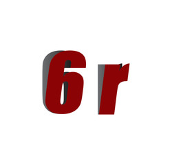 6r logo initial red and shadow