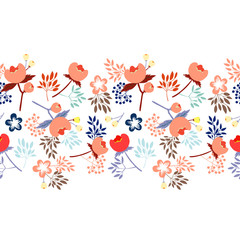 vector seamless pattern with beautiful flower peones and leafs