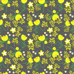 Fototapeta na wymiar vector seamless pattern with beautiful flower peones and leafs