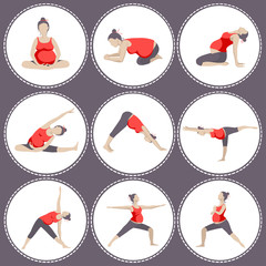 Set of 9 Yoga poses for Pregnant women.