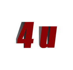 4u logo initial red and shadow