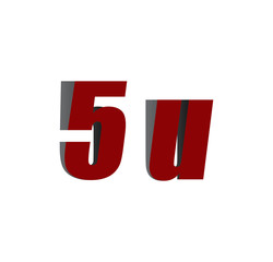 5u logo initial red and shadow