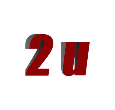 2u logo initial red and shadow