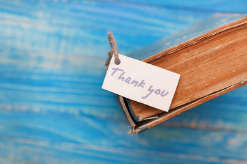 Thank you sign on old book - vintage style