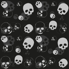 Skull - black and grey background.