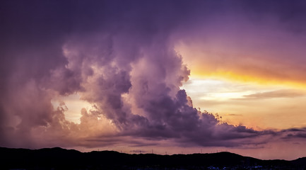Thundercloud at sunset