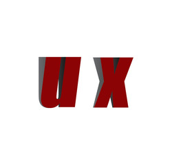 ux logo initial red and shadow