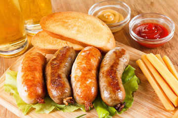 Beer and roast beef or chicken sausage